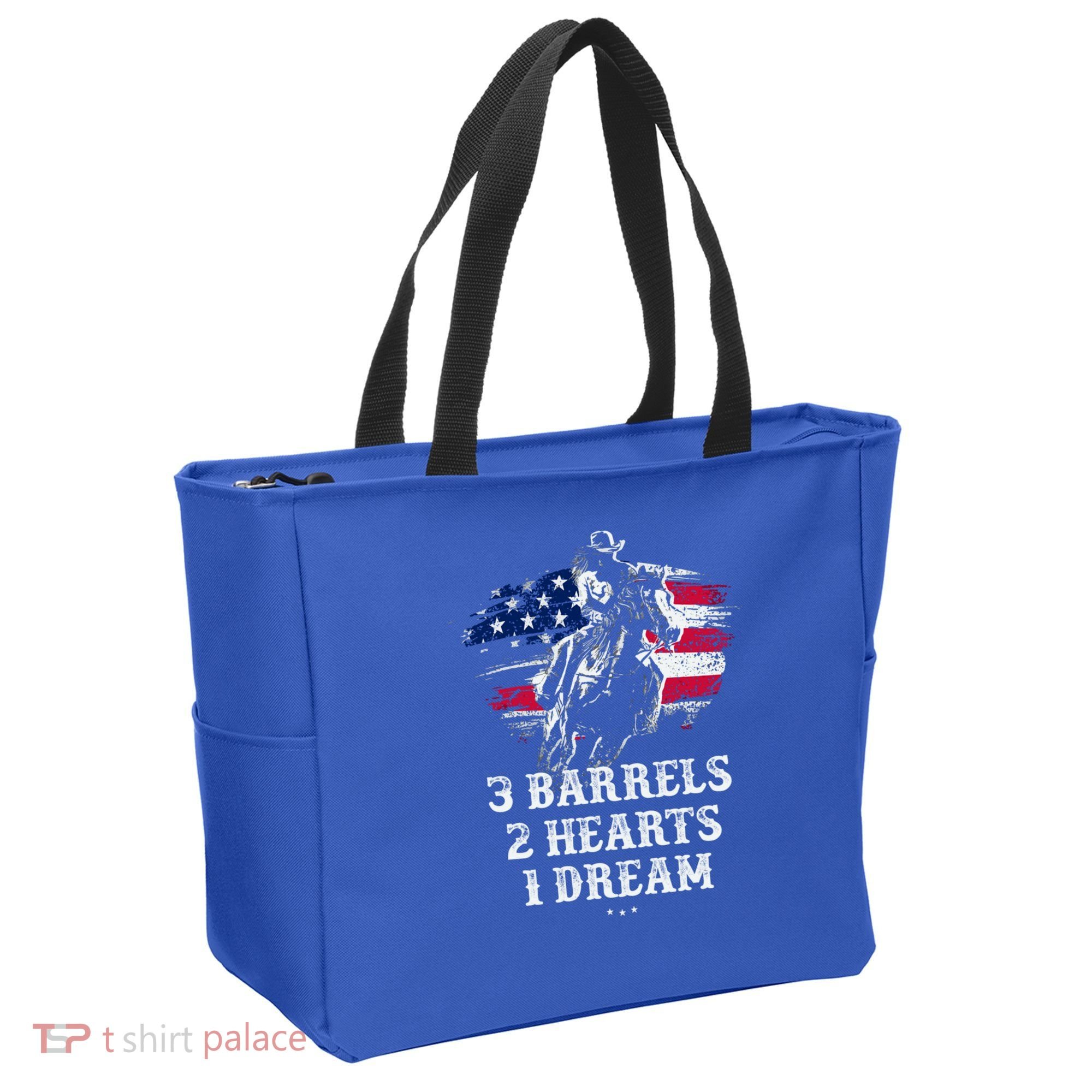 Barrel Racing Cool Gift 3 Barrels 2 Hearts 1 Dream Cool Gift Riding Funny Gift Tote Bag