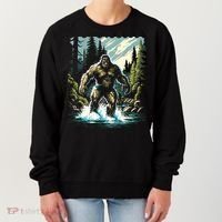 Bigfoot River Crossing in National Forest Sasquatch Cryptid Women's Sweatshirt thumb 0