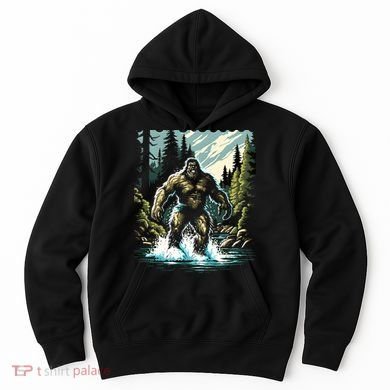 Bigfoot River Crossing in National Forest Sasquatch Cryptid Hoodie