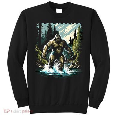 Bigfoot River Crossing in National Forest Sasquatch Cryptid Sweatshirt
