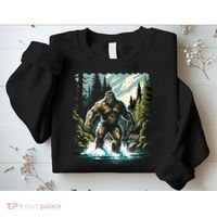 Bigfoot River Crossing in National Forest Sasquatch Cryptid Sweatshirt thumb 2