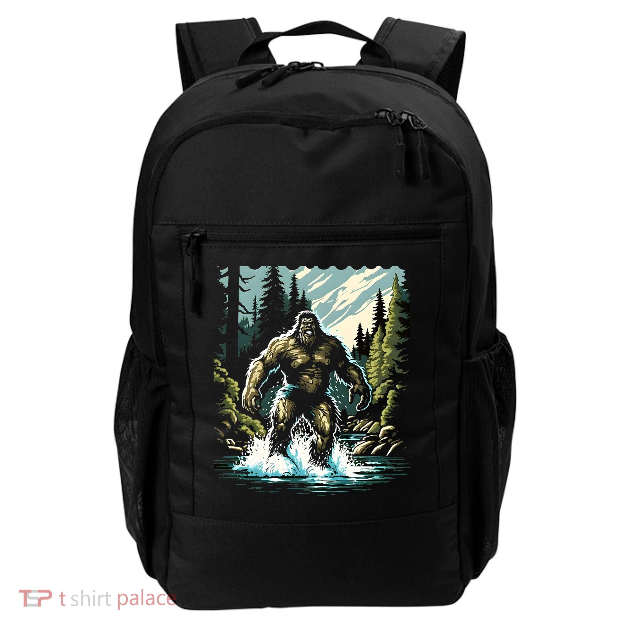 Bigfoot River Crossing in National Forest Sasquatch Cryptid Backpack