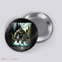 Bigfoot River Crossing in National Forest Sasquatch Cryptid Button thumb 0