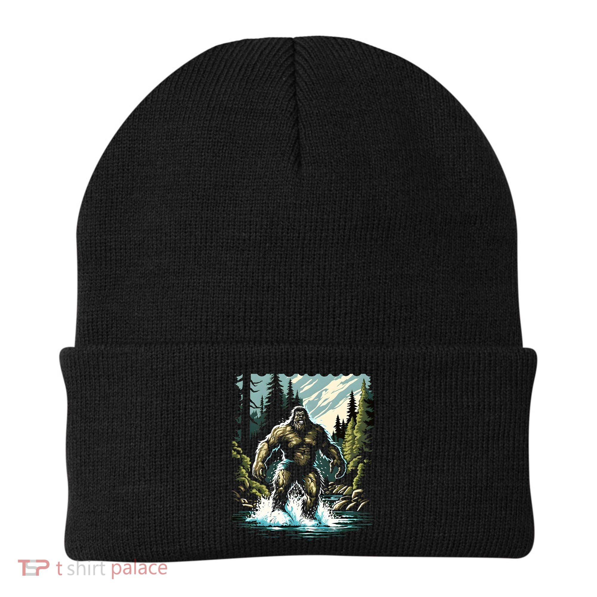 Bigfoot River Crossing in National Forest Sasquatch Cryptid Beanie