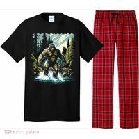 Bigfoot River Crossing in National Forest Sasquatch Cryptid Pajama Set thumb 0