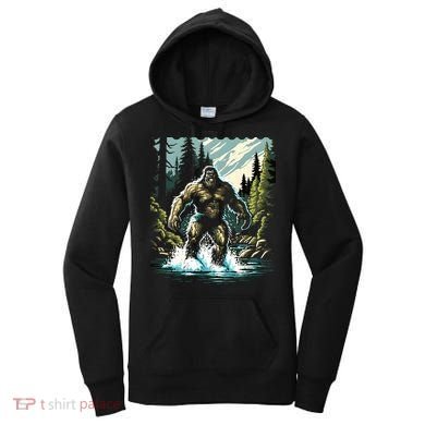 Bigfoot River Crossing in National Forest Sasquatch Cryptid Women's Hoodie