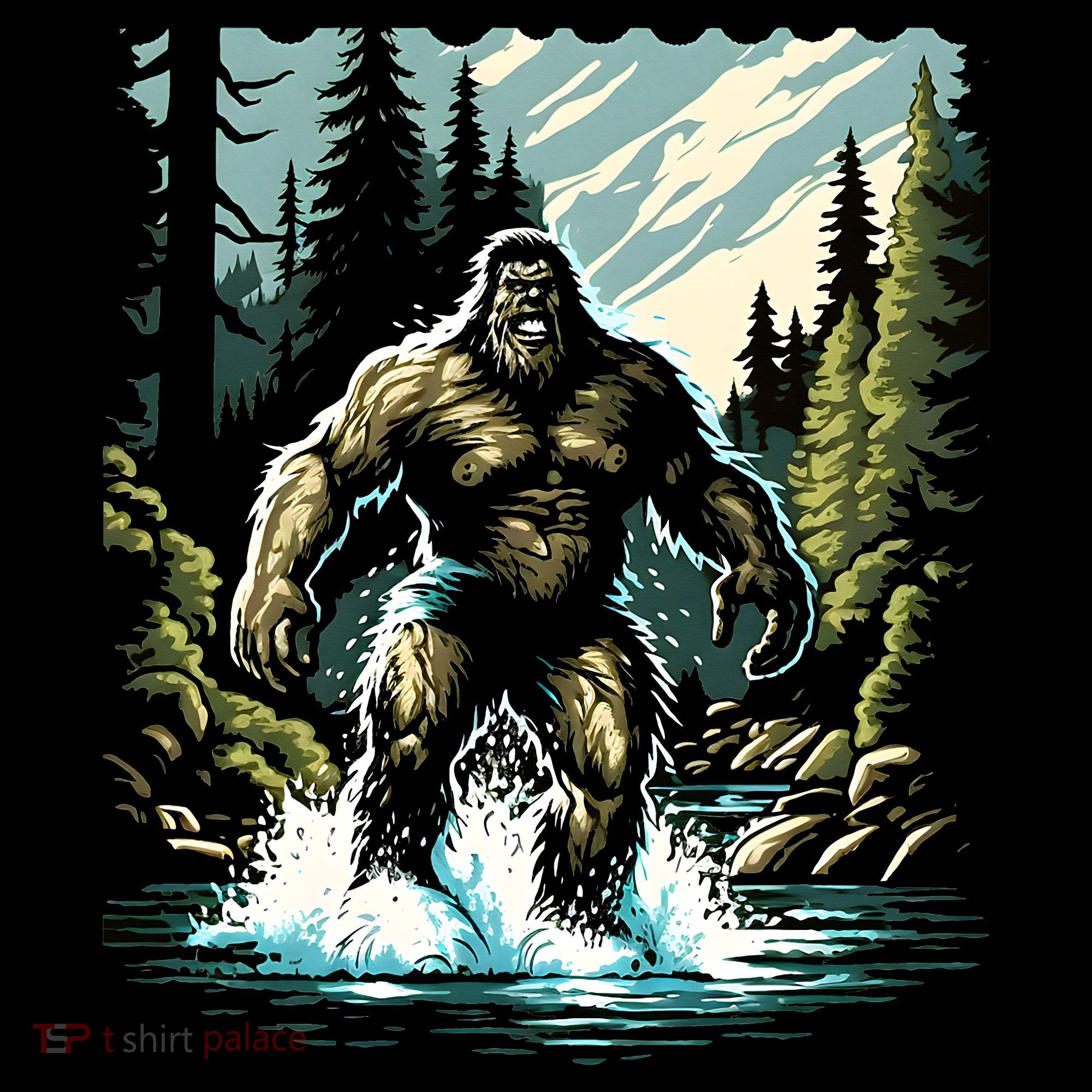 Bigfoot River Crossing in National Forest Sasquatch Cryptid Women's Hoodie