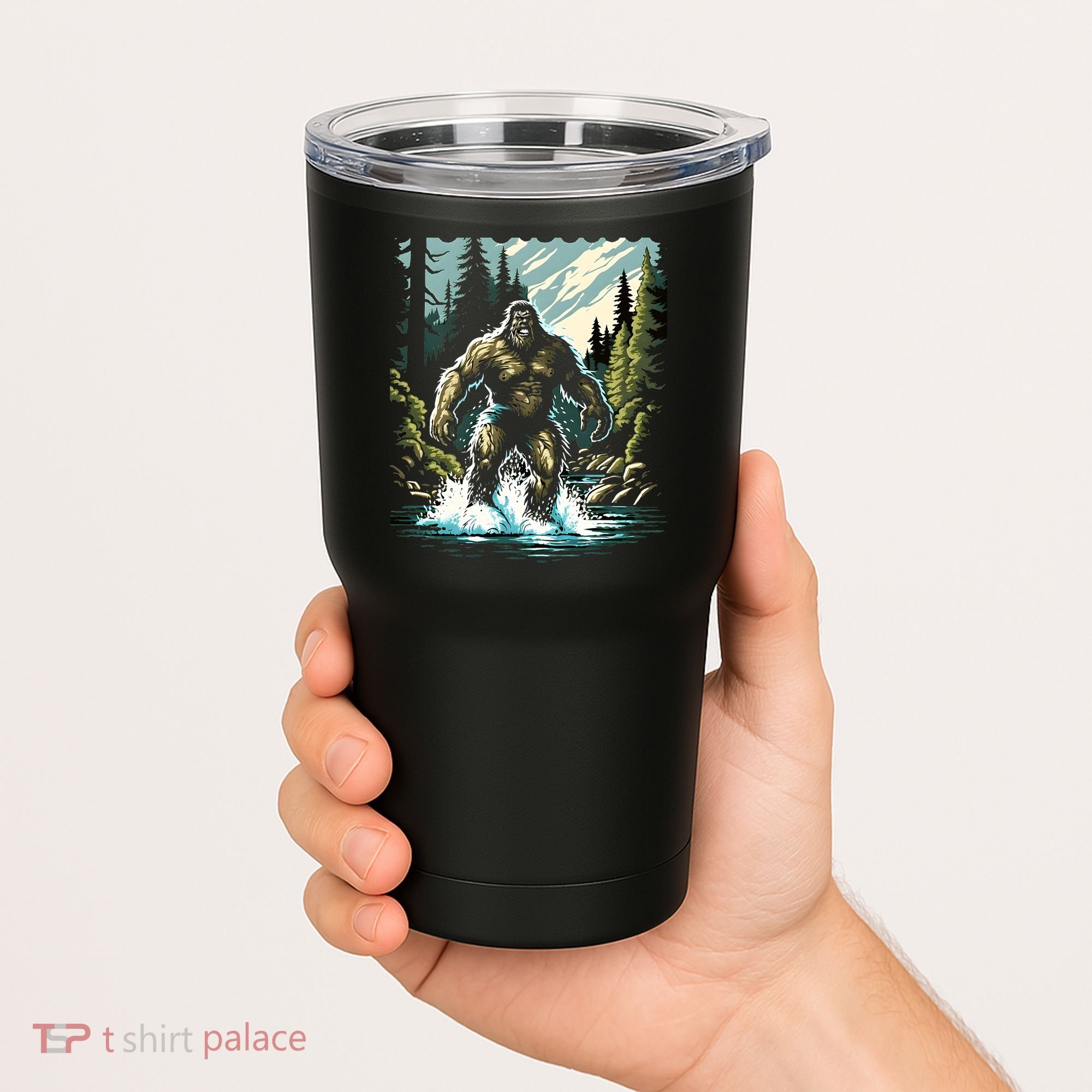Bigfoot River Crossing in National Forest Sasquatch Cryptid Tumbler