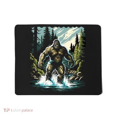 Bigfoot River Crossing in National Forest Sasquatch Cryptid Mousepad