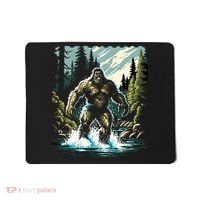 Bigfoot River Crossing in National Forest Sasquatch Cryptid Mousepad thumb 0