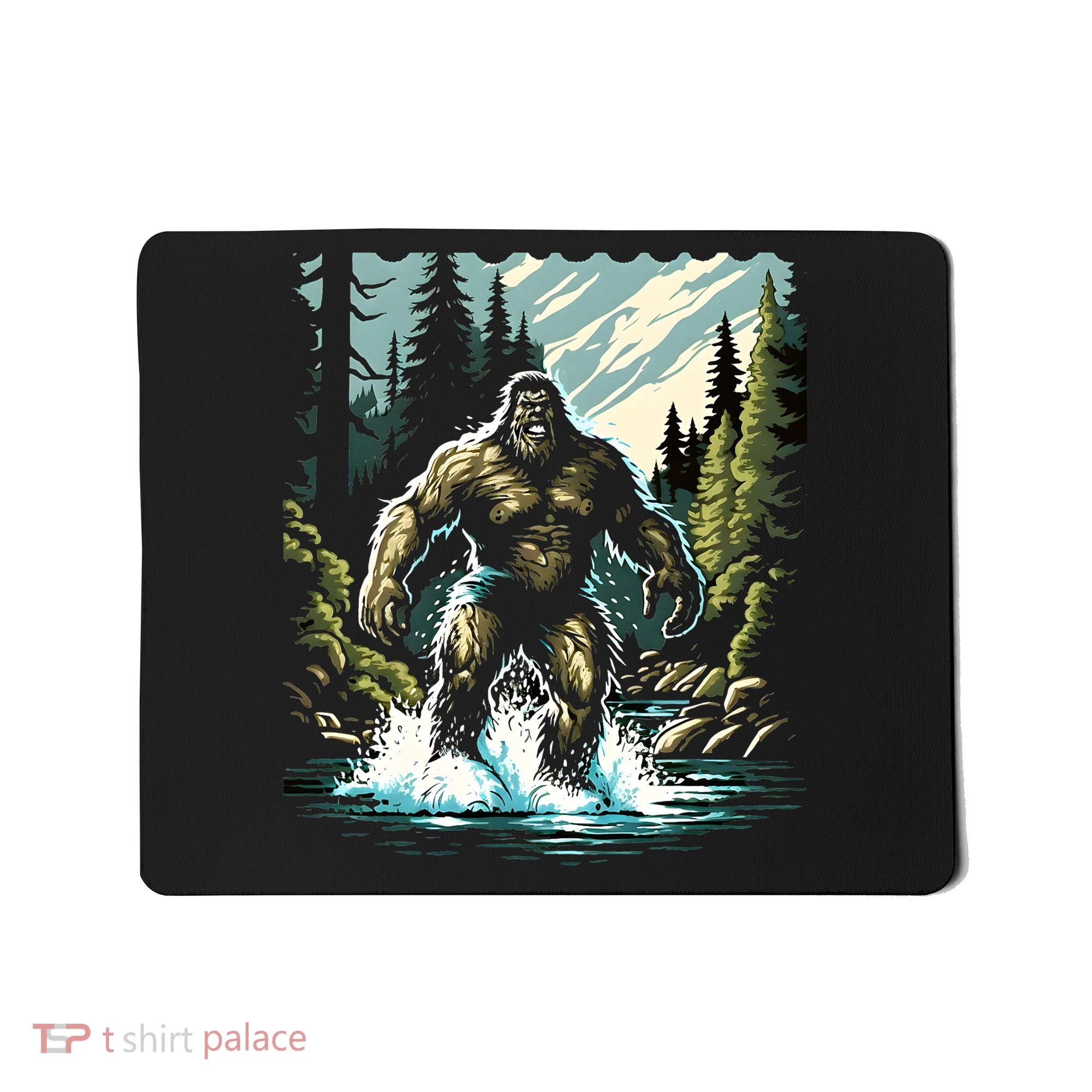 Bigfoot River Crossing in National Forest Sasquatch Cryptid Mousepad