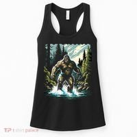 Bigfoot River Crossing in National Forest Sasquatch Cryptid Women's Tank Top thumb 0