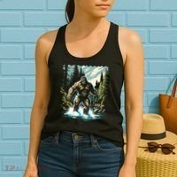 Bigfoot River Crossing in National Forest Sasquatch Cryptid Women's Tank Top thumb 2