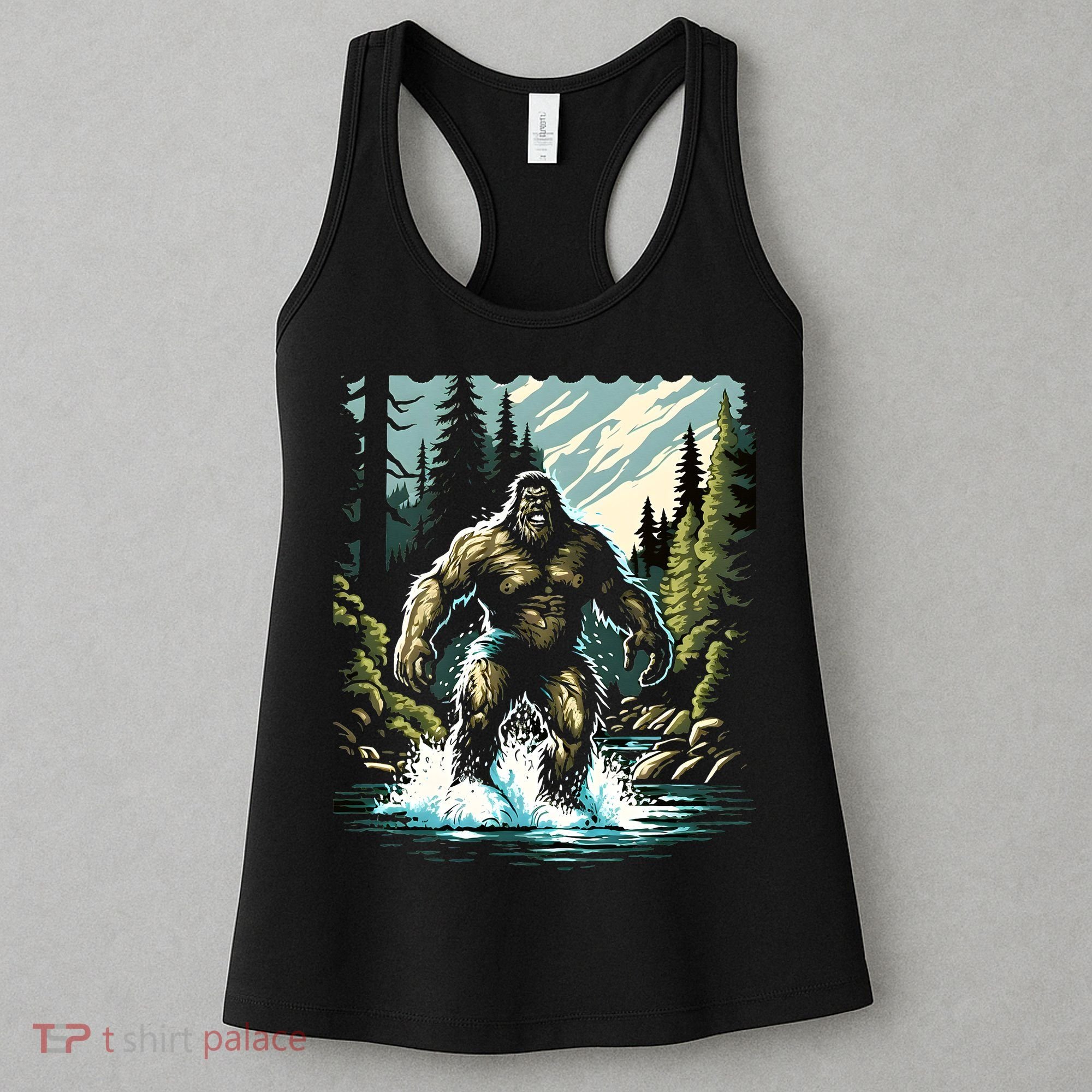 Bigfoot River Crossing in National Forest Sasquatch Cryptid Women's Tank Top