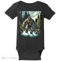 Bigfoot River Crossing in National Forest Sasquatch Cryptid Baby Bodysuit thumb 0