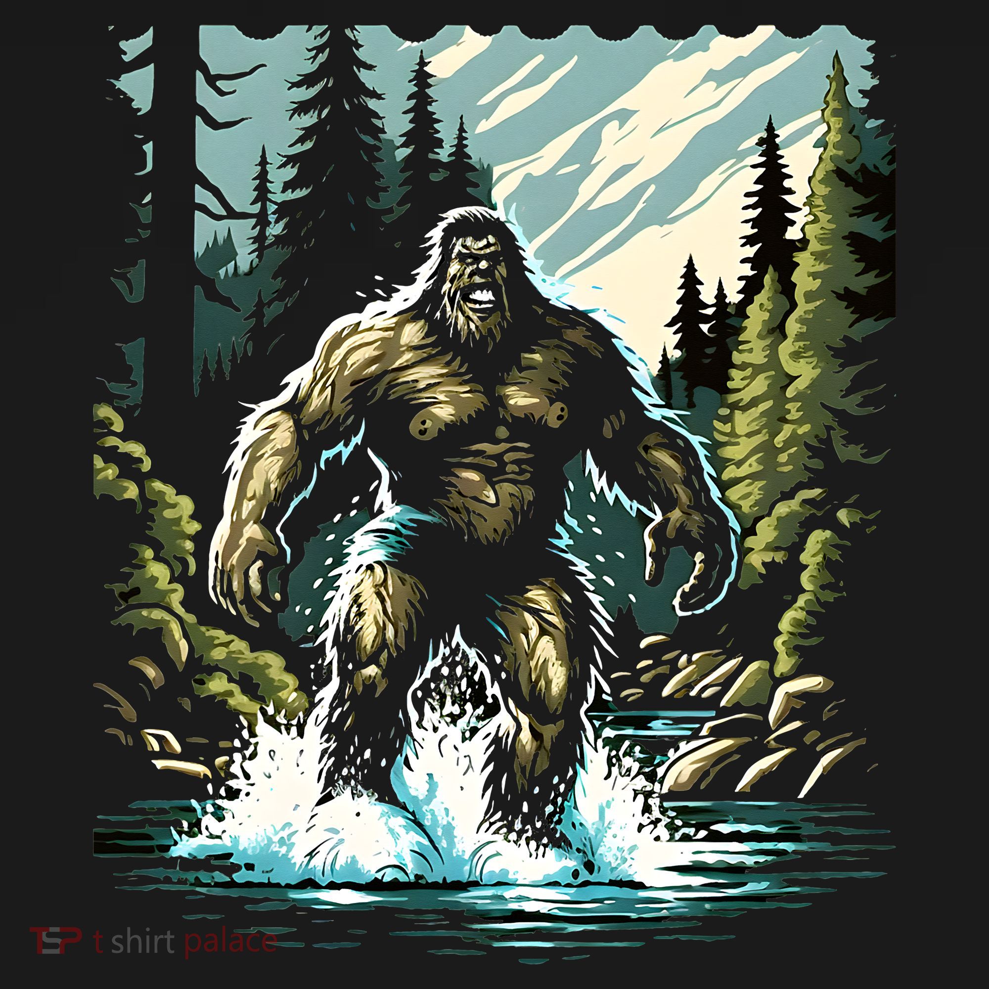 Bigfoot River Crossing in National Forest Sasquatch Cryptid Baby Bodysuit