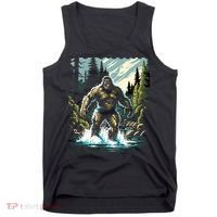 Bigfoot River Crossing in National Forest Sasquatch Cryptid Tank Top thumb 0
