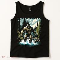 Bigfoot River Crossing in National Forest Sasquatch Cryptid Tank Top thumb 2