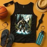 Bigfoot River Crossing in National Forest Sasquatch Cryptid Tank Top thumb 4