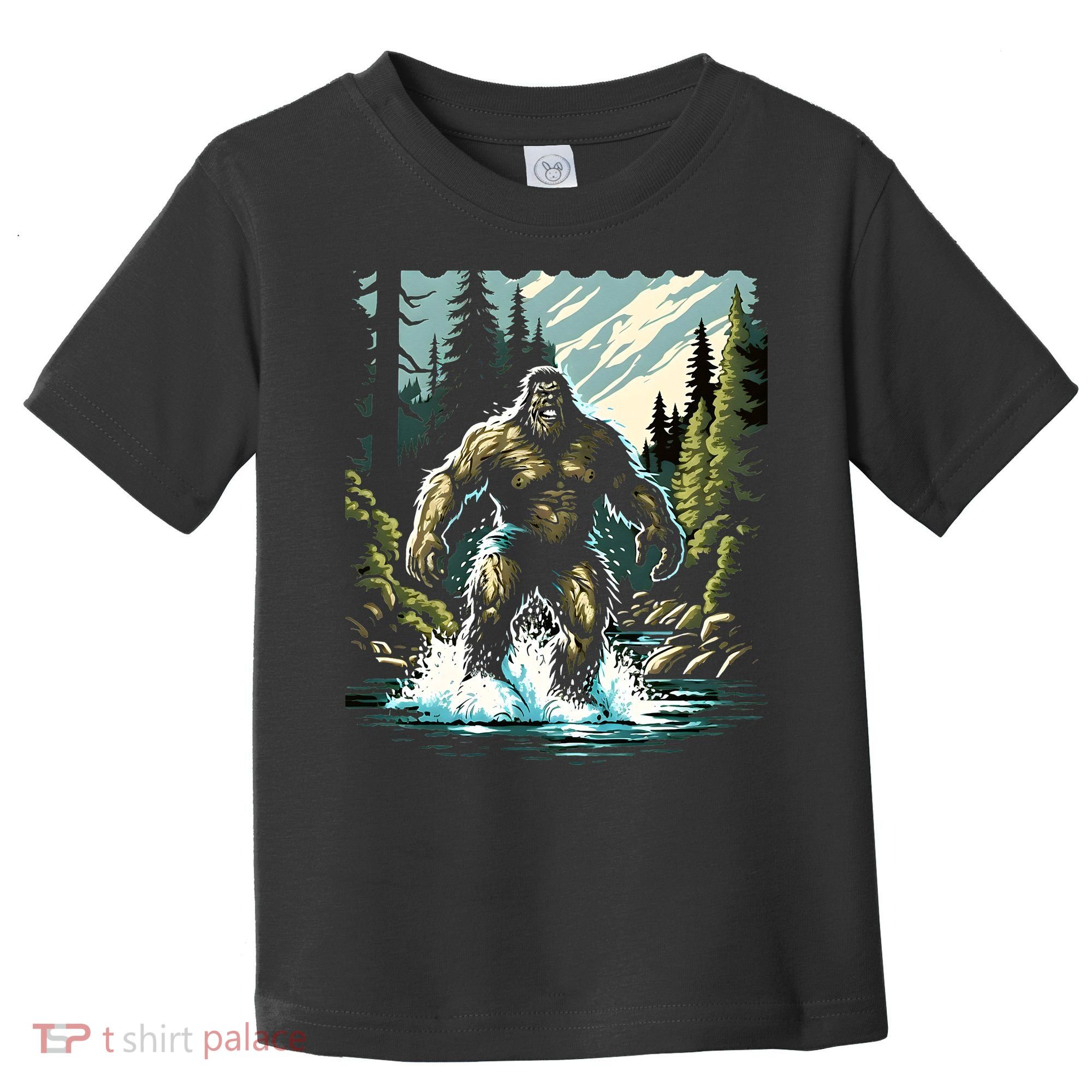 Bigfoot River Crossing in National Forest Sasquatch Cryptid Toddler T-Shirt