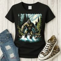 Bigfoot River Crossing in National Forest Sasquatch Cryptid Women's T-Shirt thumb 3