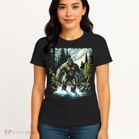 Bigfoot River Crossing in National Forest Sasquatch Cryptid Women's T-Shirt thumb 4