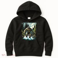 Bigfoot River Crossing in National Forest Sasquatch Cryptid Kids Hoodie thumb 0
