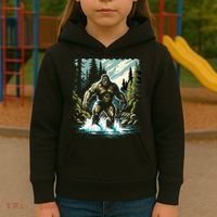 Bigfoot River Crossing in National Forest Sasquatch Cryptid Kids Hoodie thumb 3