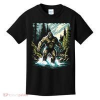 Bigfoot River Crossing in National Forest Sasquatch Cryptid Kids T-Shirt thumb 0