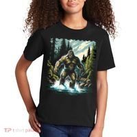 Bigfoot River Crossing in National Forest Sasquatch Cryptid Kids T-Shirt thumb 2