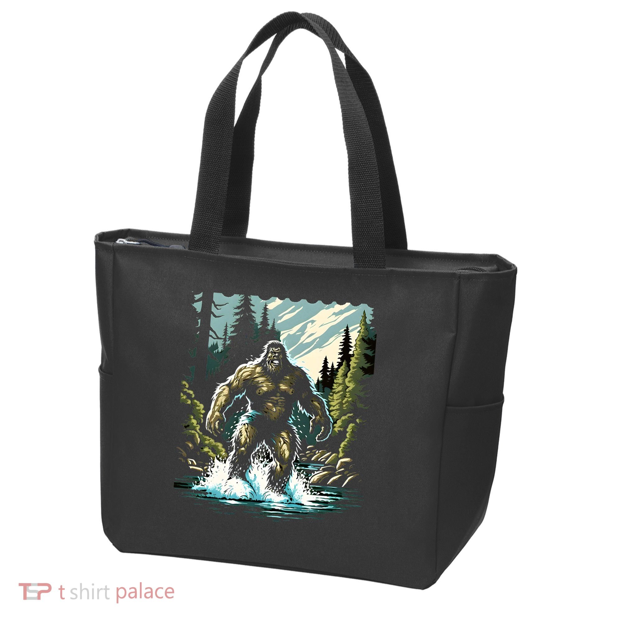 Bigfoot River Crossing in National Forest Sasquatch Cryptid Tote Bag