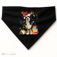 Bernedoodle Reindeer Christmas Lights Funny Dog Xmas Gift Cool Gift USA-Made Doggie Bandana thumb 0