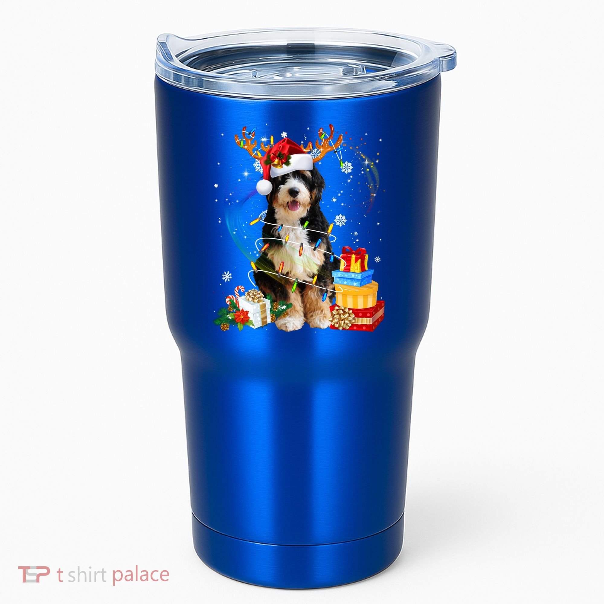 Bernedoodle Reindeer Christmas Lights Funny Dog Xmas Gift Cool Gift Tumbler