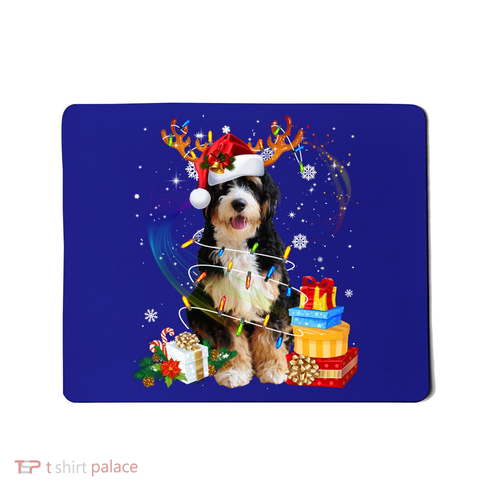 Bernedoodle Reindeer Christmas Lights Funny Dog Xmas Gift Cool Gift Mousepad
