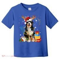Bernedoodle Reindeer Christmas Lights Funny Dog Xmas Gift Cool Gift Toddler T-Shirt thumb 0