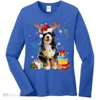 Bernedoodle Reindeer Christmas Lights Funny Dog Xmas Gift Cool Gift Women's Long Sleeve Shirt thumb 0