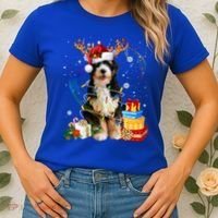 Bernedoodle Reindeer Christmas Lights Funny Dog Xmas Gift Cool Gift Women's T-Shirt thumb 2