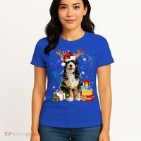 Bernedoodle Reindeer Christmas Lights Funny Dog Xmas Gift Cool Gift Women's T-Shirt thumb 4