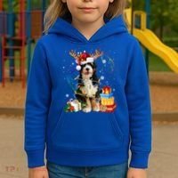Bernedoodle Reindeer Christmas Lights Funny Dog Xmas Gift Cool Gift Kids Hoodie thumb 3