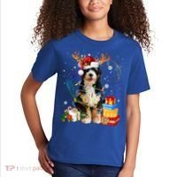 Bernedoodle Reindeer Christmas Lights Funny Dog Xmas Gift Cool Gift Kids T-Shirt thumb 2