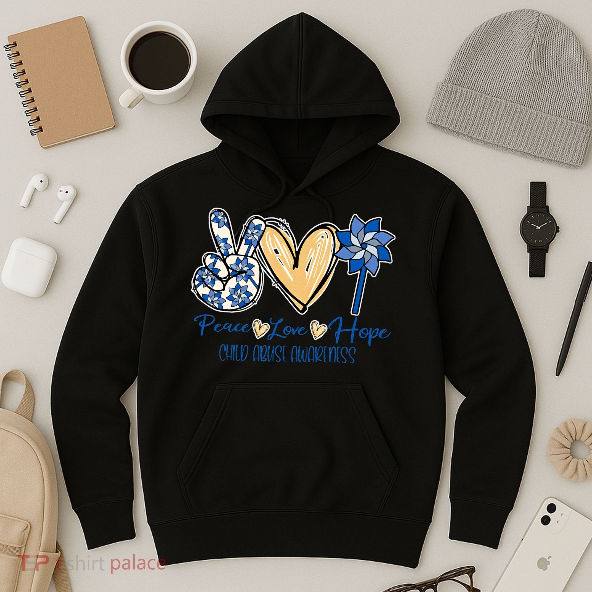 Blue rainbow child abuse prevention awareness month 247365 Hoodie