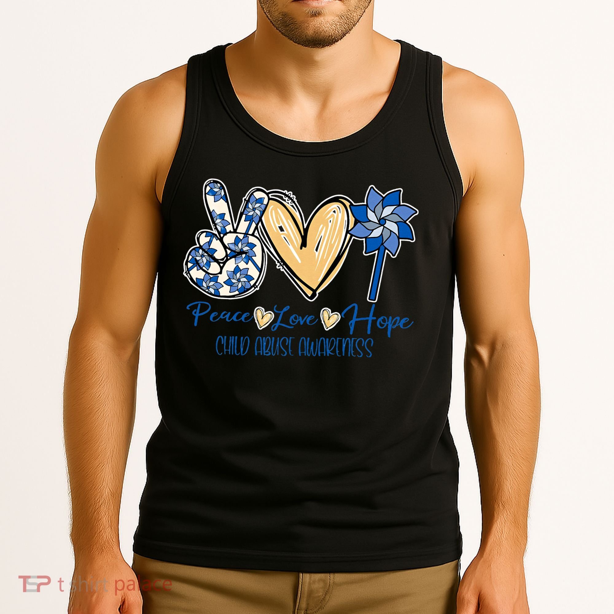 Blue rainbow child abuse prevention awareness month 247365 Tank Top