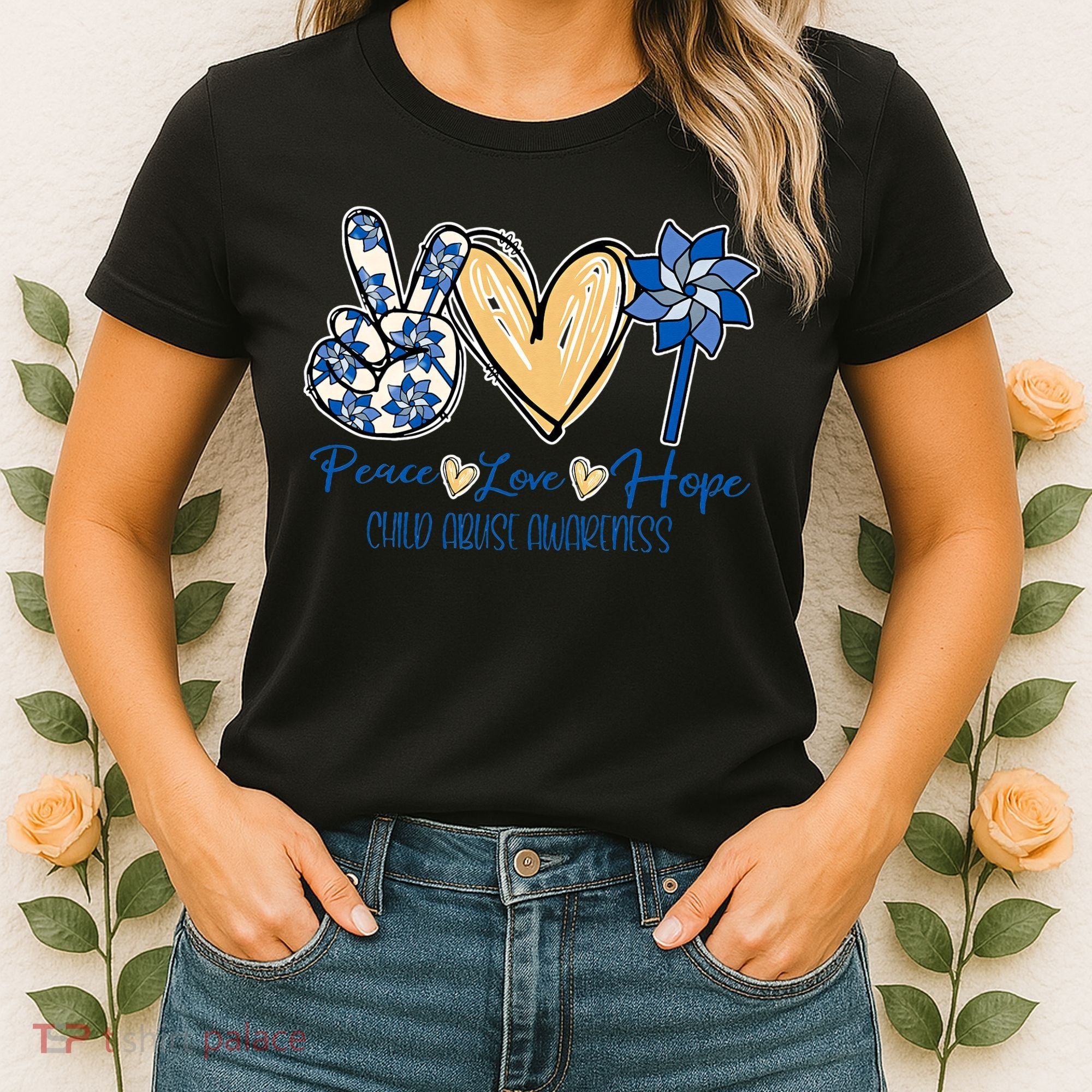 Blue rainbow child abuse prevention awareness month 247365 Women's T-Shirt