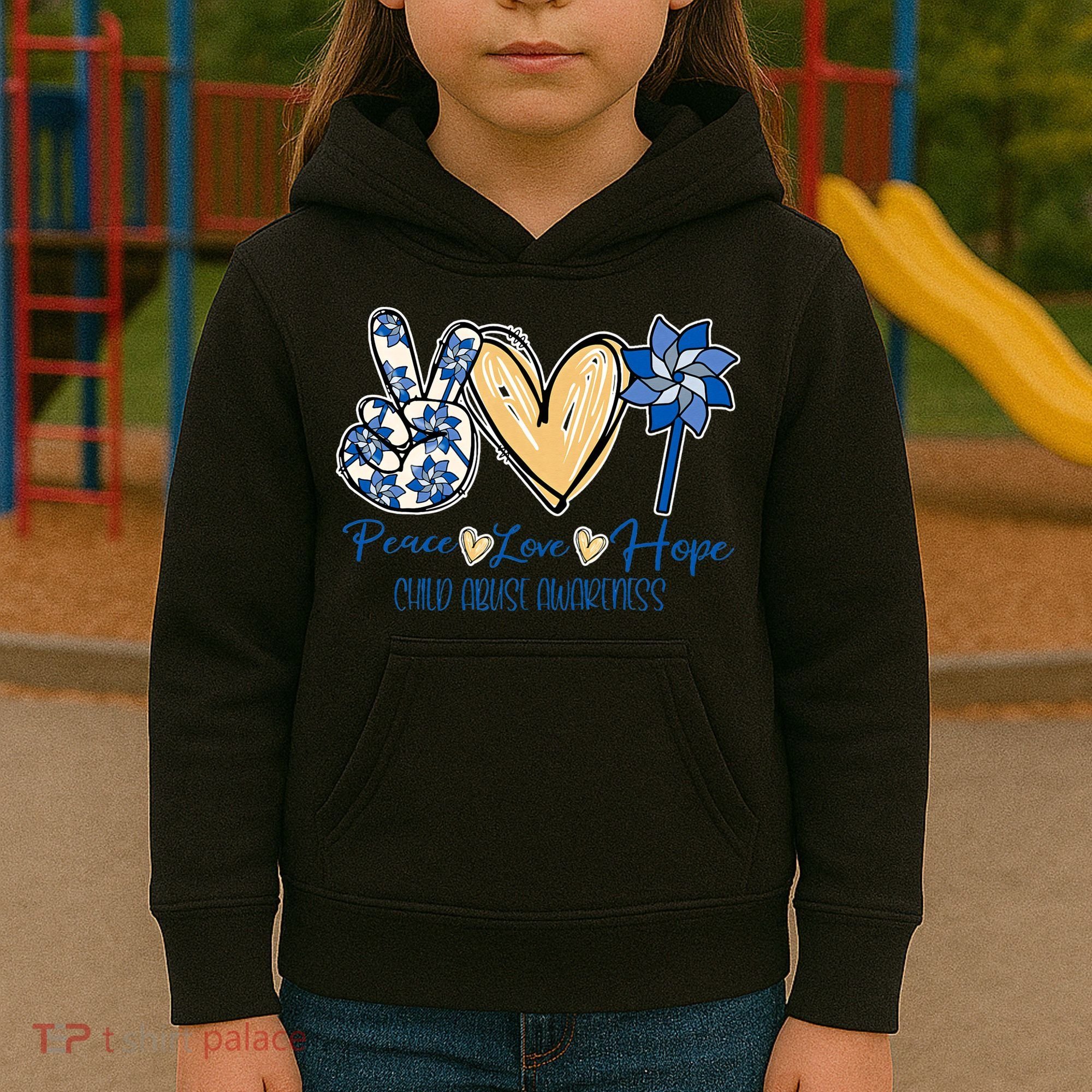 Blue rainbow child abuse prevention awareness month 247365 Kids Hoodie
