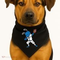 Bunny Rabbit Dab Baseball Easter Sport Pitcher Gift USA-Made Doggie Bandana thumb 1