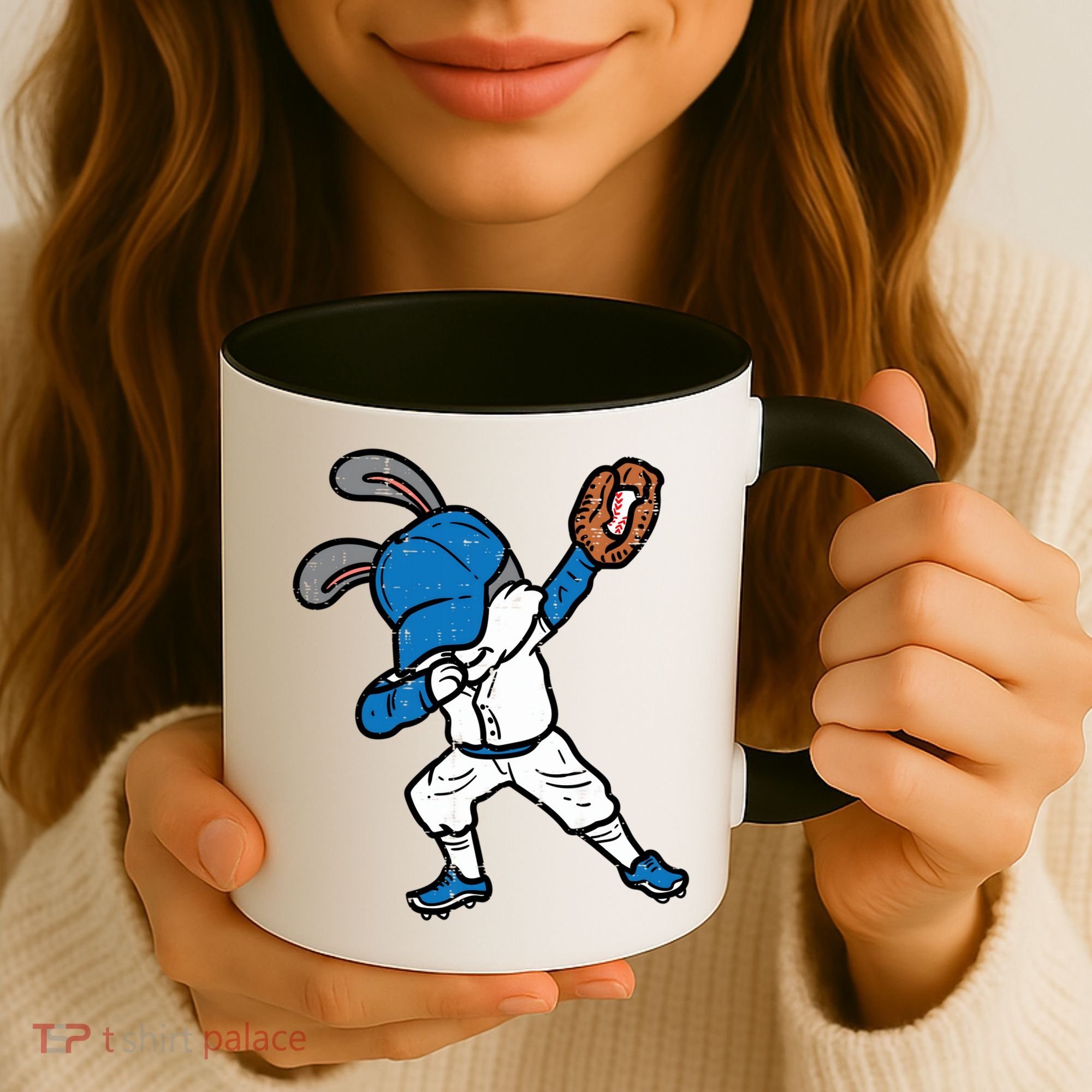 Bunny Rabbit Dab Baseball Easter Sport Pitcher Gift Coffee Mug