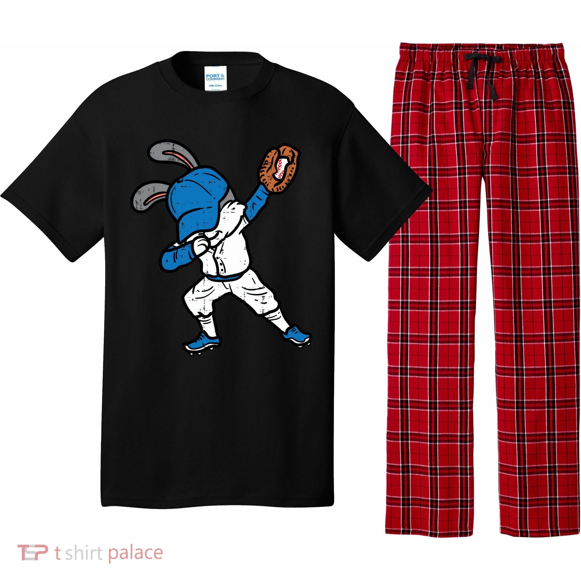 Bunny Rabbit Dab Baseball Easter Sport Pitcher Gift Pajama Set