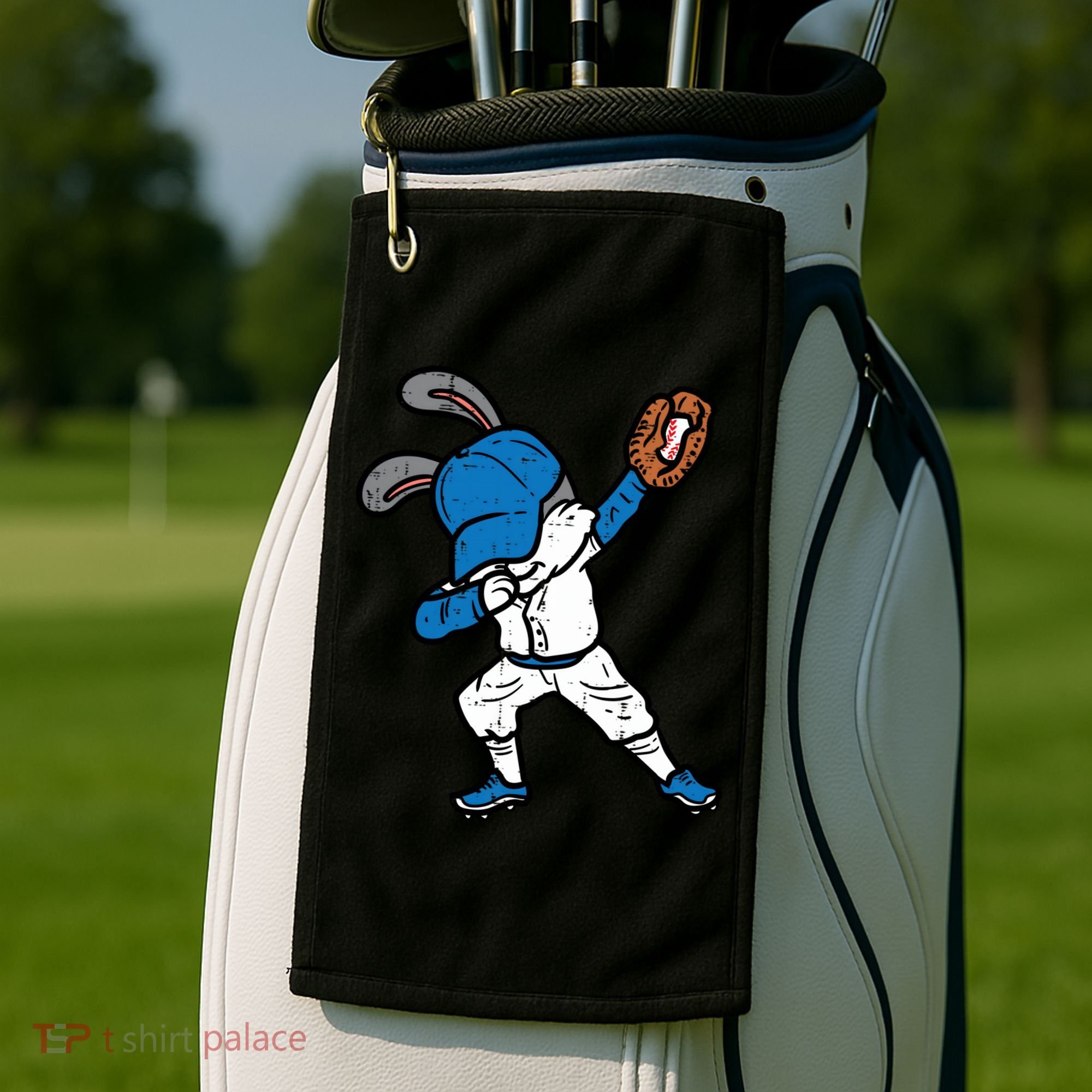 Bunny Rabbit Dab Baseball Easter Sport Pitcher Gift Golf Towel