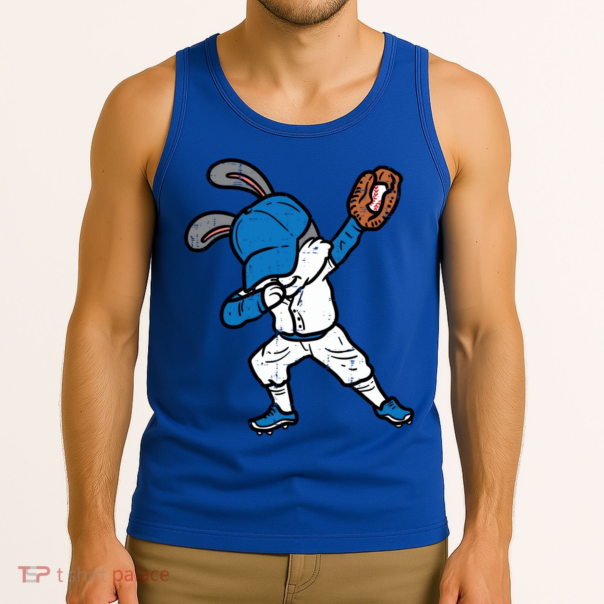 Bunny Rabbit Dab Baseball Easter Sport Pitcher Gift Tank Top