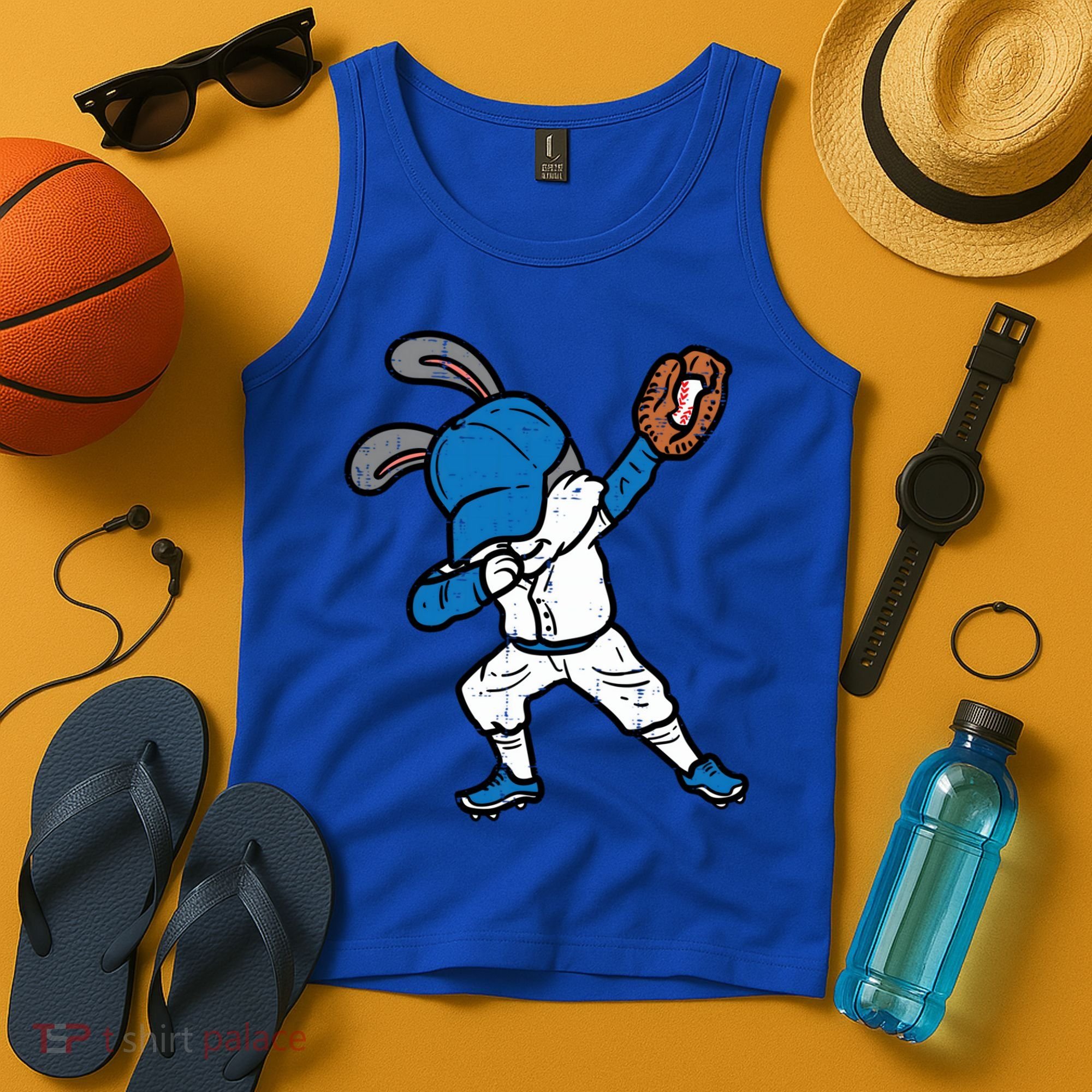 Bunny Rabbit Dab Baseball Easter Sport Pitcher Gift Tank Top